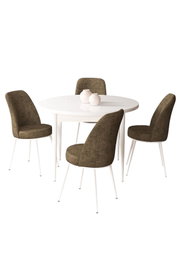 Hanah Home Juego de mesa y sillas de comedor de 5 piezas - Blanco y Marrón